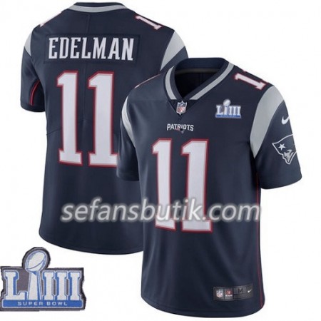 New England Patriots Tröjor Julian Edelman 11 Nike Blå II 2019 Super Bowl LIII - Herr New England Patriots Tröjor Julian Edelman 11 Nike Blå II 2019 Super Bowl LIII - Herr